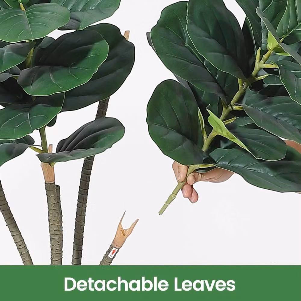 VOGREX 152.4 cm Artificial Fiddle Leaf Fig Tree with Planter in Green – 6