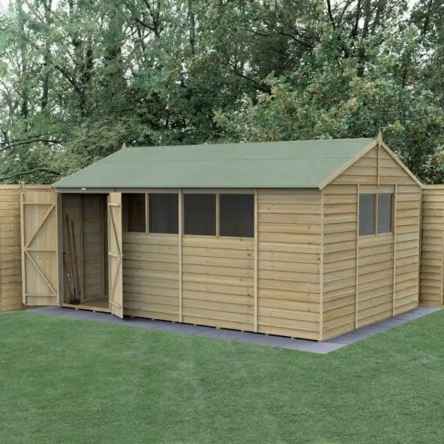 Forest Gardens 4LIFE Reverse Apex Lean-to Wood Shed in Brown with Double Doors and Gable Roof