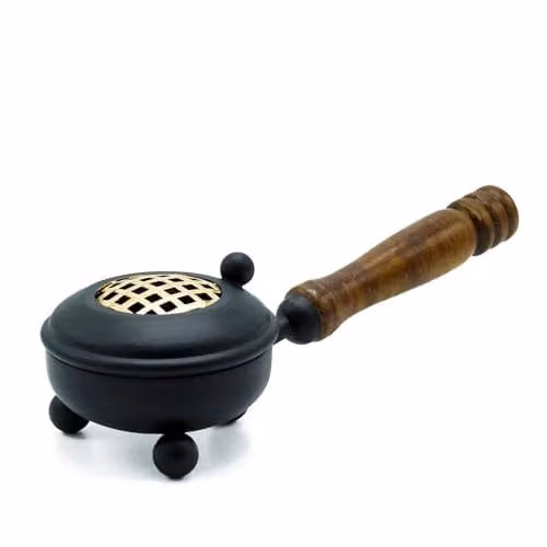 KDMD Med Iron Censer Incense Burner in Grey with Gold Detail