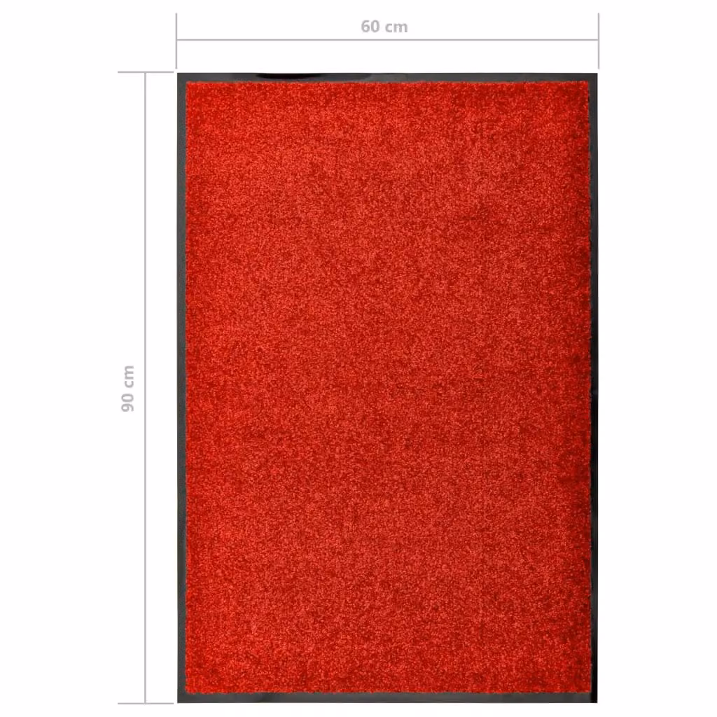 Berkfield Home Washable Non-Slip Red Doormat W: 60 cm, D: 90 cm – 3