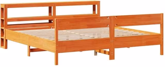 Berkfield Home Super King Solid Wood Decorative Bed Frame in Wax Brown, W/D/H: 180 x 200 x 82 cm