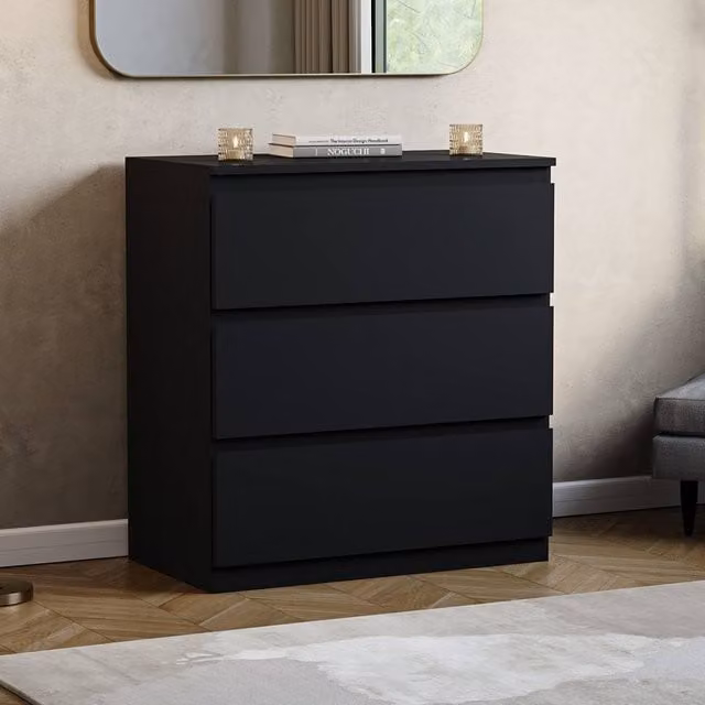 HD Designs Denver 3 Drawer Chest of Drawers in Black