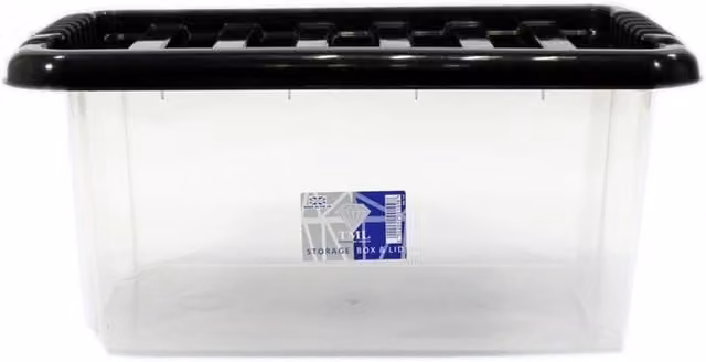 TML Stackable Plastic Storage Box with Lid in Transparent, W/D/H: 39.0 x 26.0 x 18.0 cm