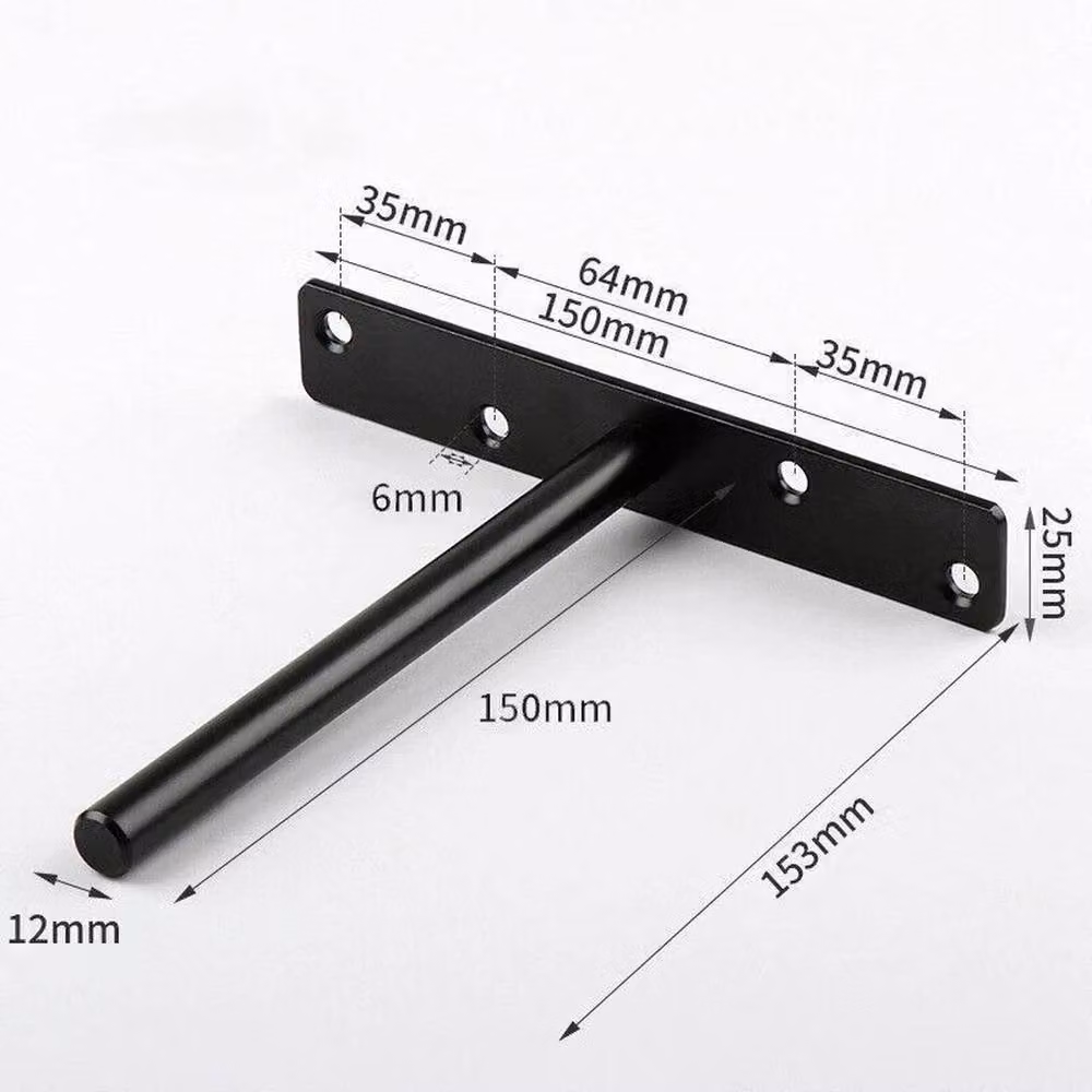 EONLION 4-Pack Heavy Duty Hidden Floating Shelf Brackets in Black Steel – 1