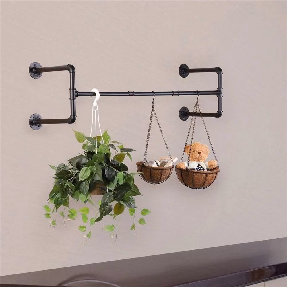 Kelvenix Industrial Style Metal Pipe Clothes Rack in Matt Black – 3