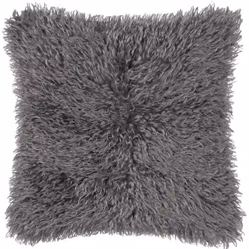 Furn Rowan Grey Faux Fur and Velvet Decorative Cushion, W/D/H: 50 x 50 x 50 cm