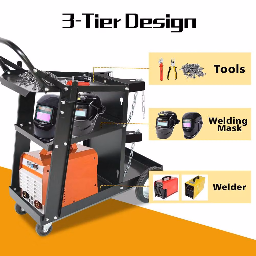 Dprodo Heavy Duty Rollable Steel Welding Cart in Black, W/D/H: 60 x 80 x 45 cm – 3