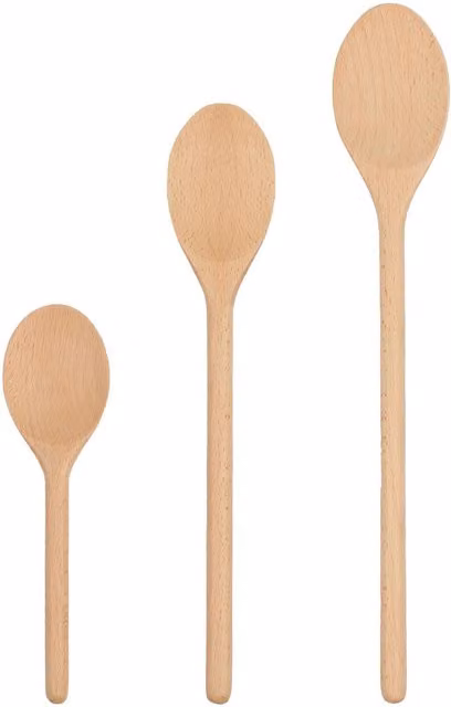 Argon Tableware 3-Piece Brown Wooden Oval Cooking Spoon Set