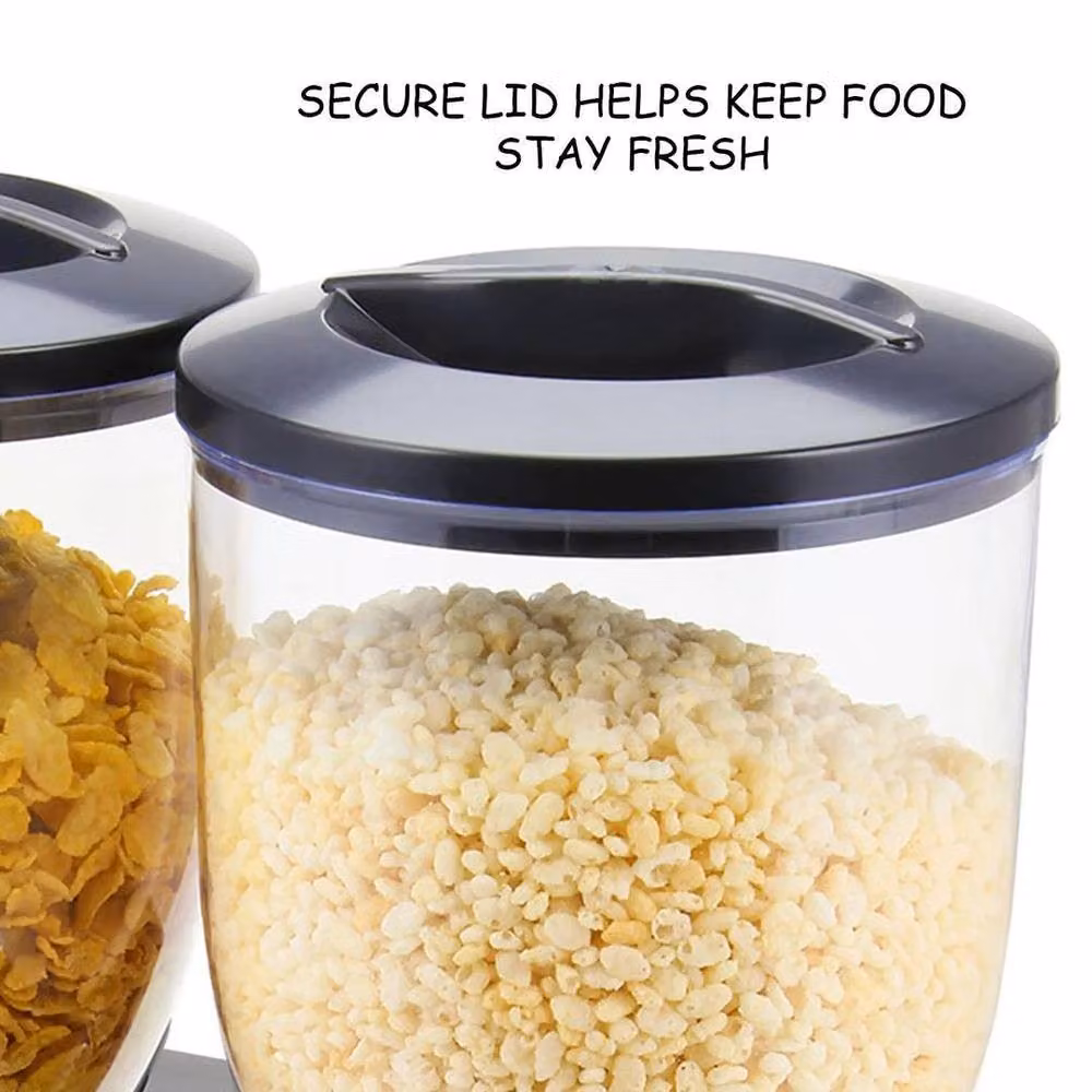 KORVIXA Double Cereal Dry Food Storage Dispenser in Black – 4