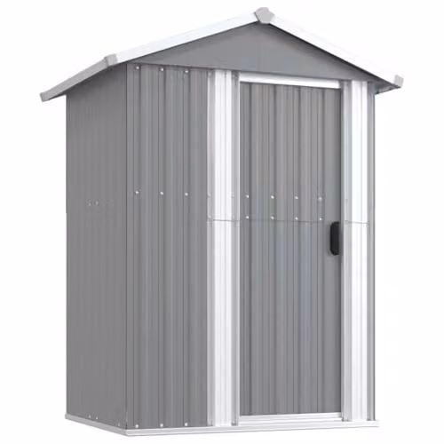vidaXL Grey Galvanised Steel Garden Shed W/D/H: 126 x 97.5 x 177 cm