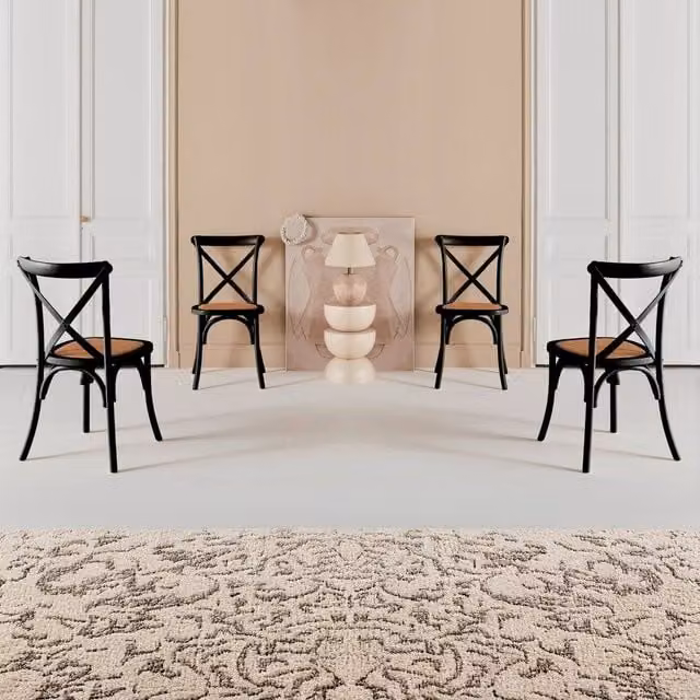 sweeek Set of 4 Black Vintage Wooden Bistro Chairs with Rattan Details – 1