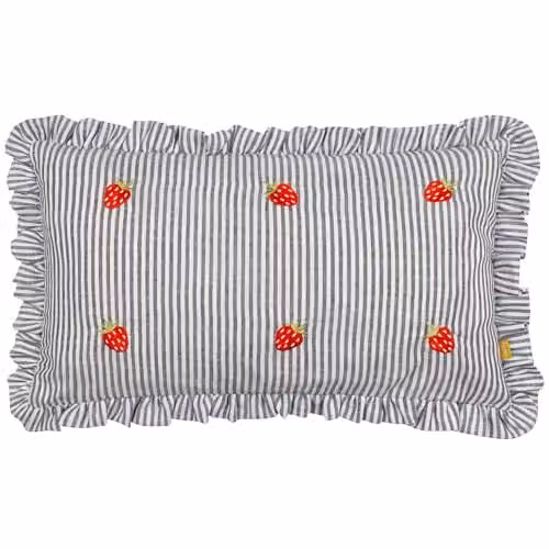 Riva Home Blue Striped Rectangular Polyester Cushion W/D/H: 30 x 30 cm
