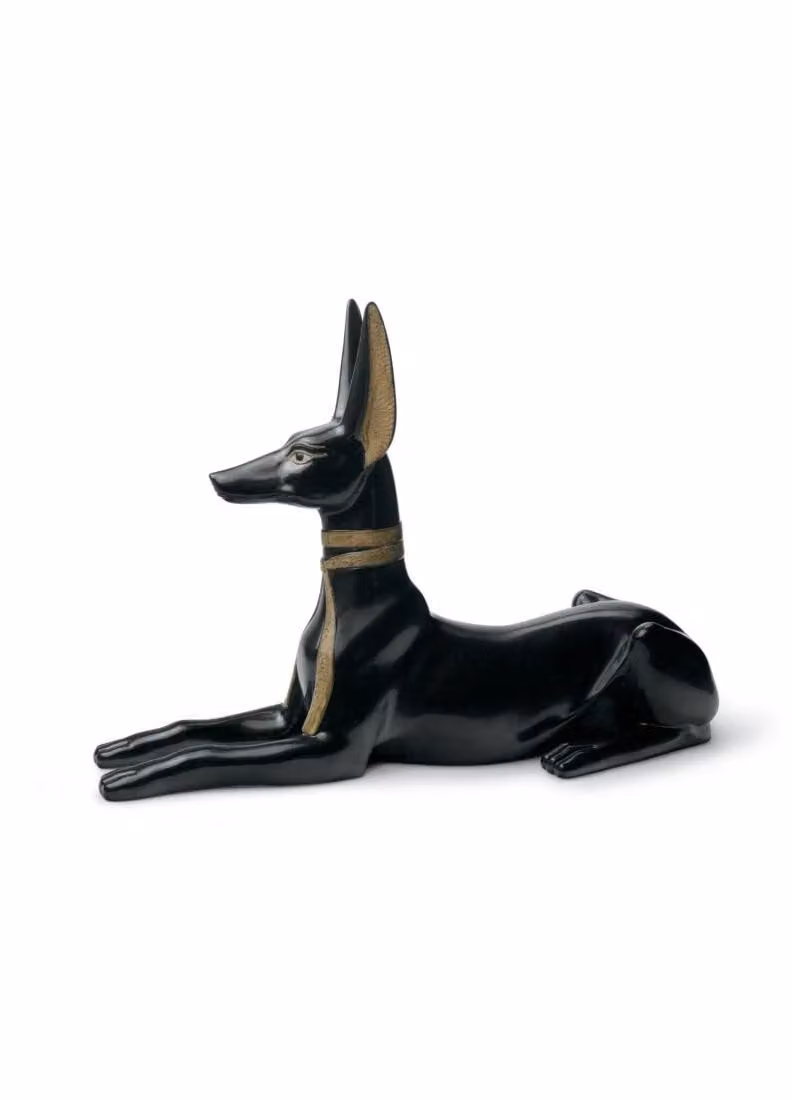 Lladró Anubis Dog Porcelain Figurine in Black