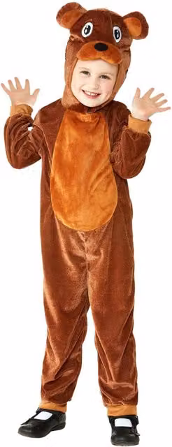 Smiffys Toddler Bear Bodysuit in Brown and Pink, Age 1-2 Years