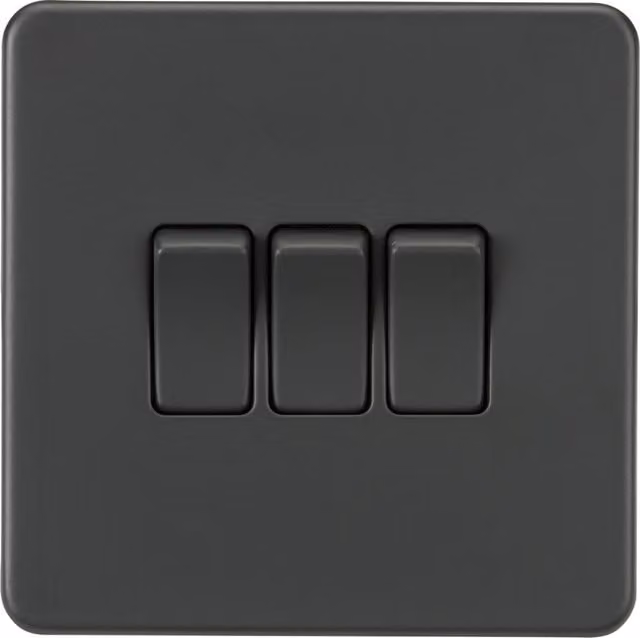 Knightsbridge Screwless 2-Way Switch, Anthracite, 10AX 3G, 230V IP20