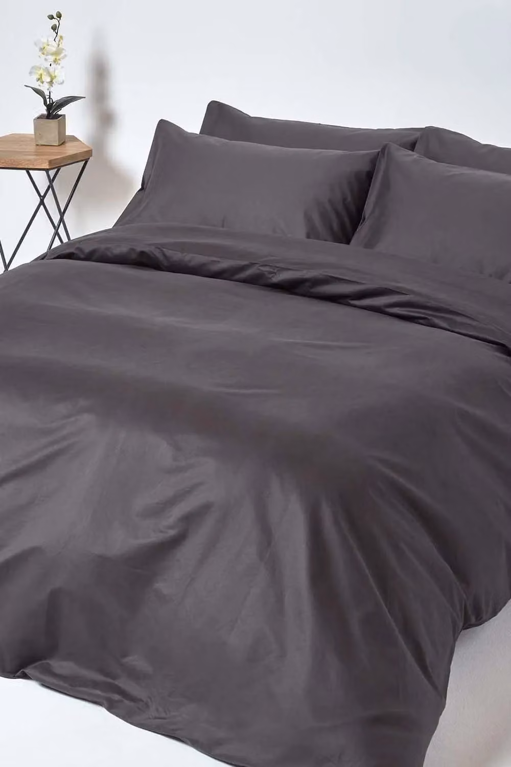 Homescapes Egyptian Cotton King Fitted Sheet, 1000 Thread Count, Mako Satin, Charcoal Grey, W/D/H: 180 x 200 x 30.48 cm – 2