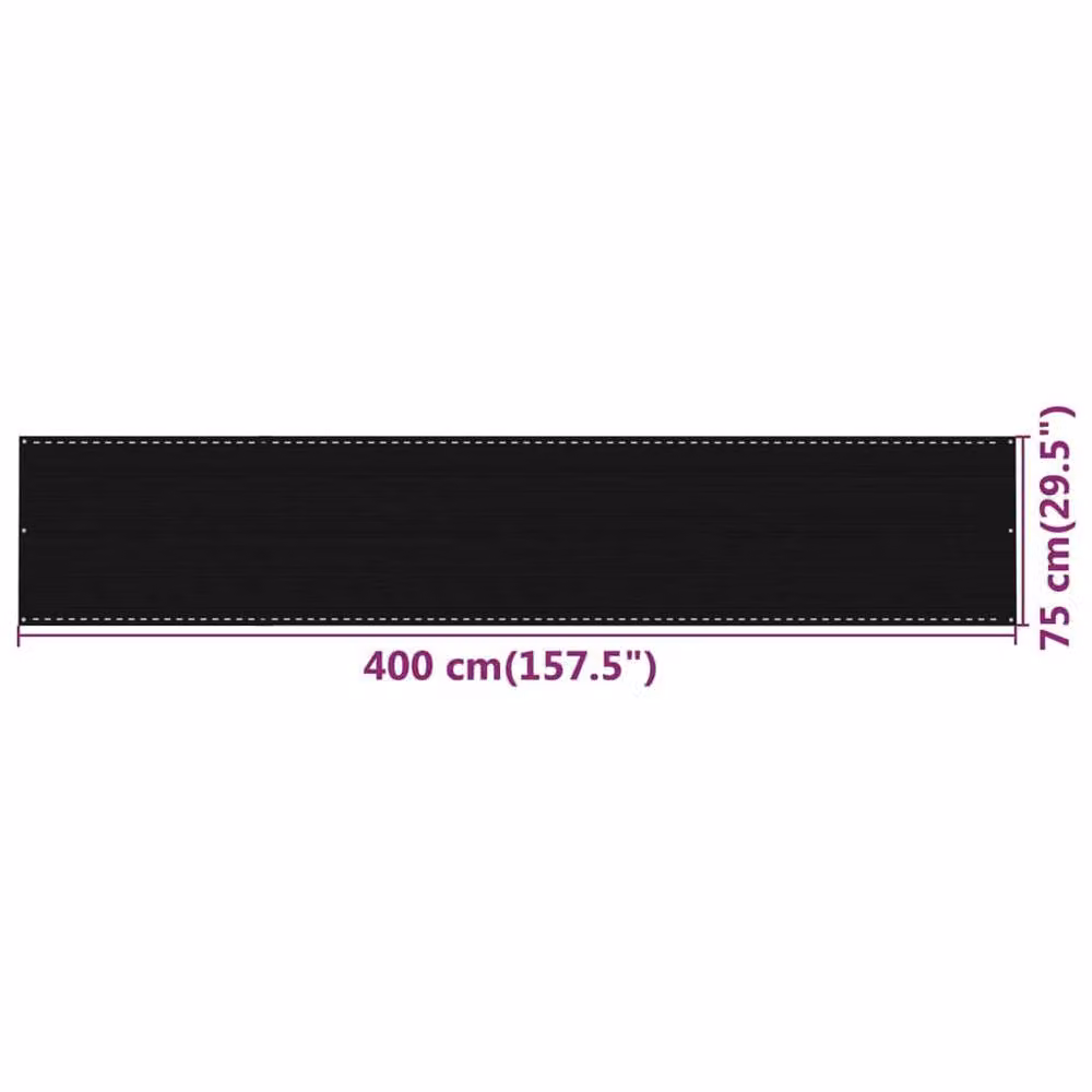 Berkfield Home Black Semi-Transparent HDPE Fabric Balcony Screen, W: 75 cm, W: 400 cm – 3