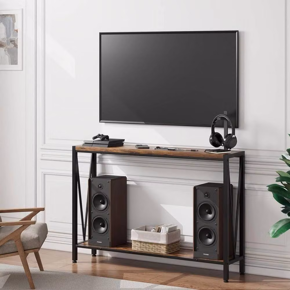 Havendro 2 Tier Wooden Narrow Console Table in Brown – 4
