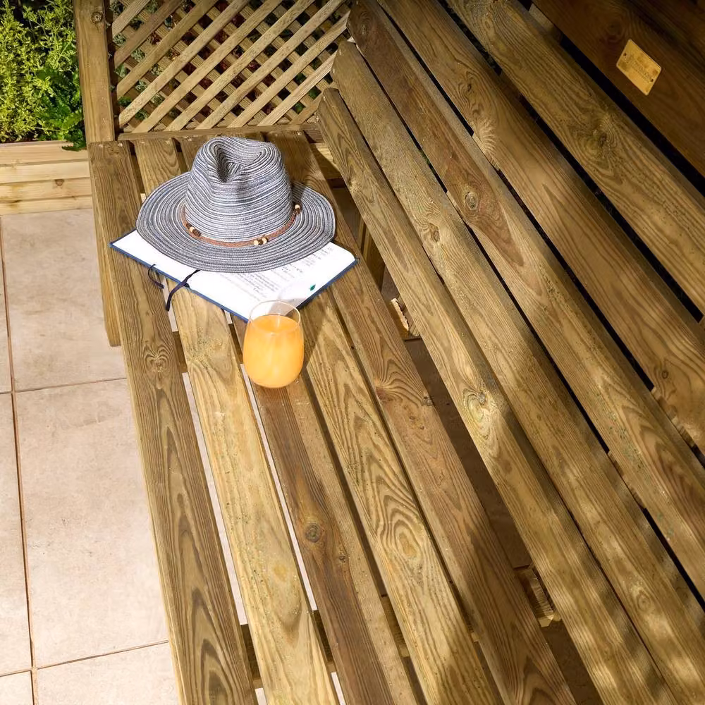 Rowlinson Marrakesh Three Seat Timber Garden Arbour in Brown, L65 x W183 x H212 cm – 3