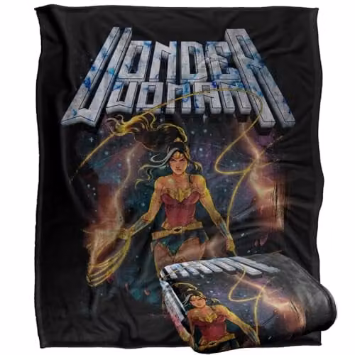 LOGOVISION Justice League Wonder Woman Galaxy Poster Super Soft Fleece Throw Blanket, Multicolour, W/D: 152 x 127 cm – 1