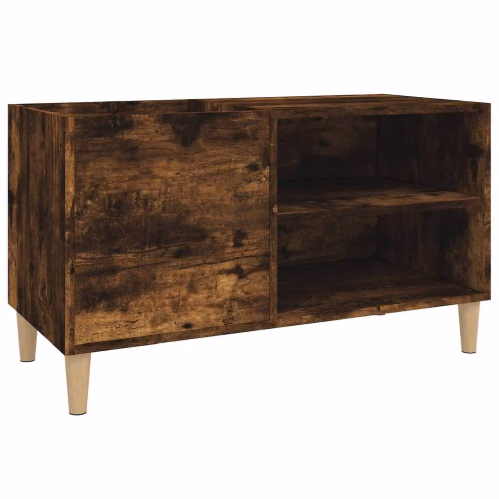 Berkfield Home Record Cabinet in Smoked Oak Brown, W: 84.5 cm, D: 38 cm, H: 48 cm – 2