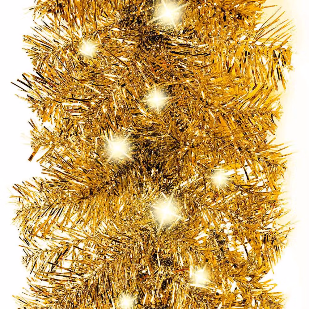 Berkfield Home Christmas Garland with LED Lights in Gold – 3