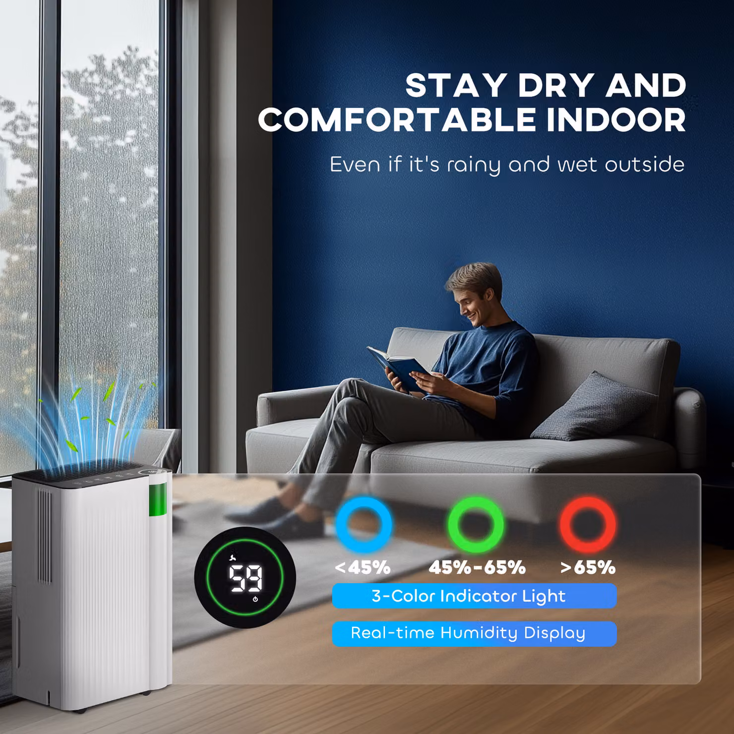 HOMCOM White Quiet Dehumidifier with 12L Daily Capacity, 2L Water Tank, Continuous Drainage, 24H Timer and Digital Humidity Display – 8