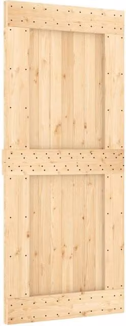Berkfield Home Narvik Rustic Sliding Door in Solid Pine Wood, Beige, W: 90 cm, H: 210 cm
