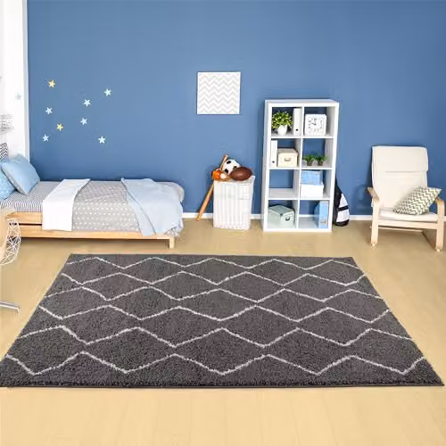 THE RUGS Moroccan Design Rectangular Rug for Living Room and Bedroom, Grey and White, W: 200 cm, D: 290 cm – 3