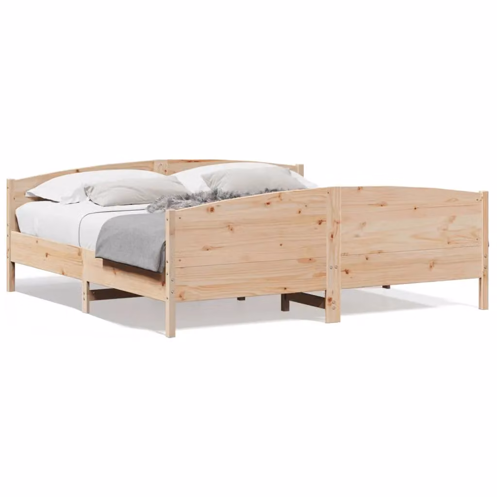 Berkfield Home Super King Solid Wood Pine Bed Frame in Brown, W/D/H: 180 x 200 cm – 2