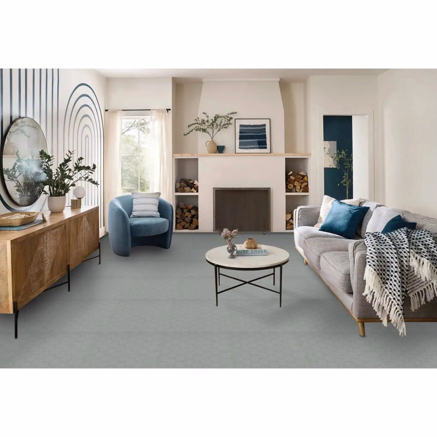 IVC Grey Geometric Stone Look Vinyl Flooring Sheet, 2.0mm Thickness, W: 300 cm x L: 400 cm – 2
