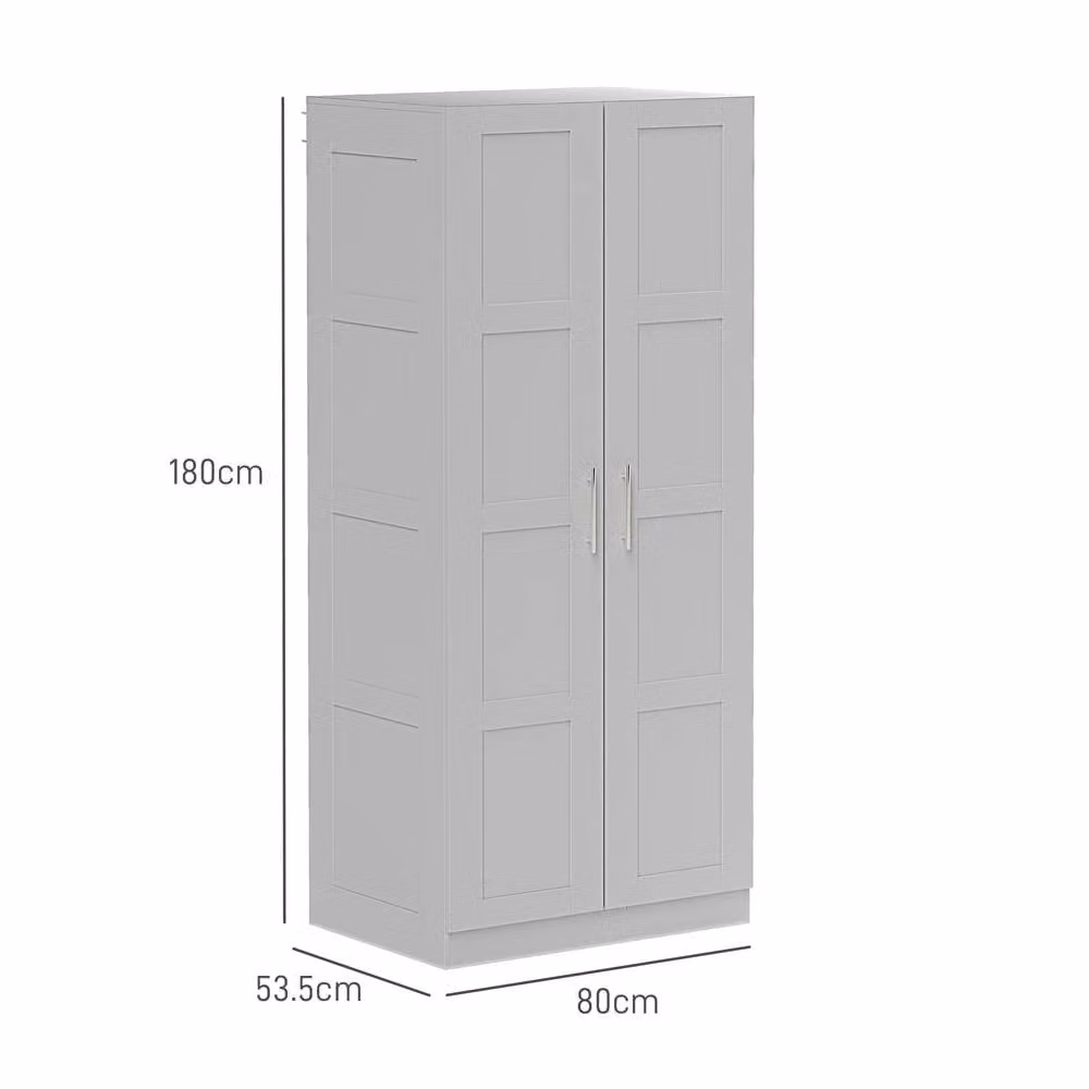 STILVORA Modern Grey Double Wardrobe with Soft Close Hinged Doors and Internal Shelves – 3