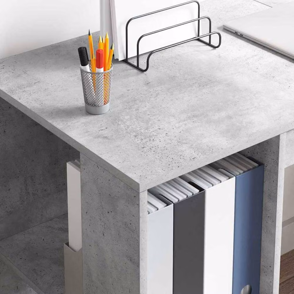 Berkfield Home Grey Computer Desk in Concrete Grey Finish – 3