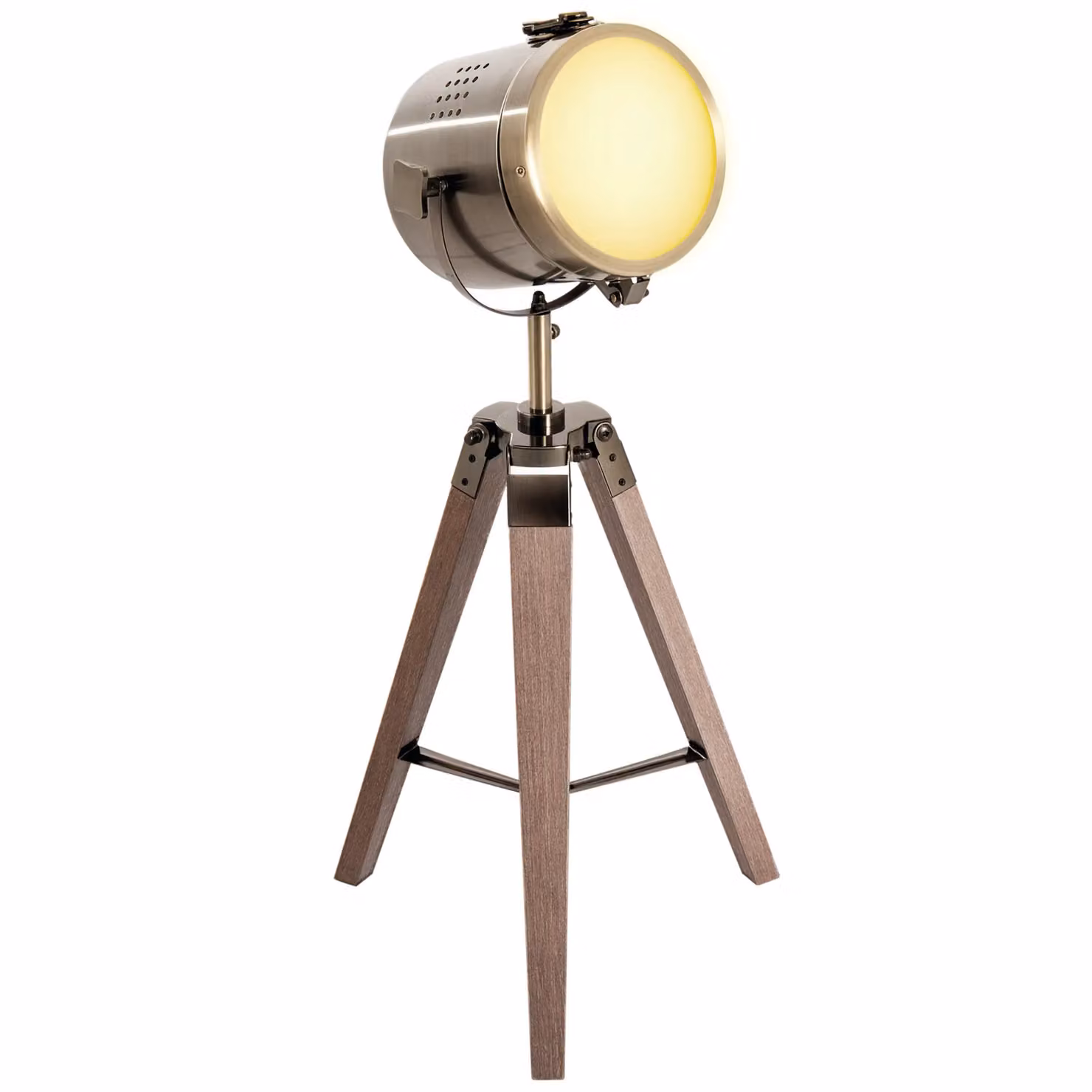 HOMCOM Vintage Industrial Tripod Table Lamp with Copper and Wood Finish – 2