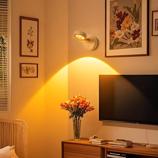 INMTFEI Rechargeable Sunset Mood Lamp in White with Magnetic Base and Dimmable Touch Control