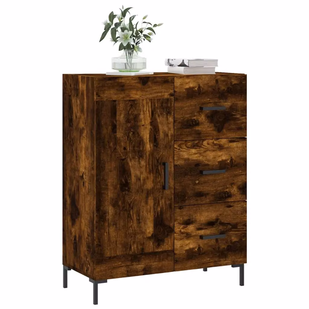 Berkfield Home Classic Sideboard in Smoked Oak, Brown, W: 69.5 cm, D: 34 cm, H: 90 cm – 3