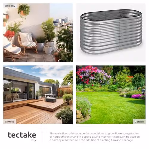 tectake Raised Garden Bed in Silver Galvanised Steel with 804L Capacity, W/D/H: 160 x 80 x 80 cm – 5