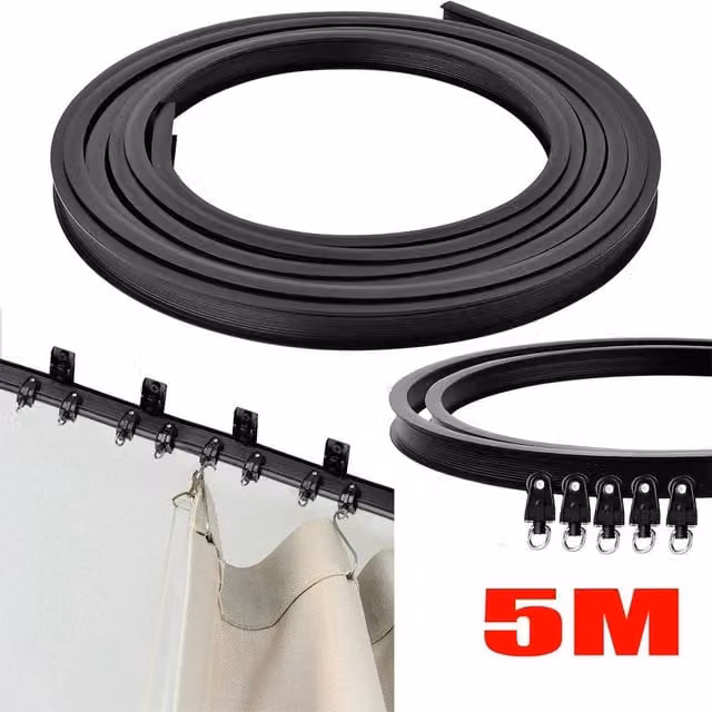 PAWNORA Bendable Ceiling Curtain Track Rod Rail, Black, 5m