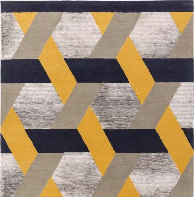 Asiatic Carpets Camden Wool Geometric Area Rug in Gold, Grey and Yellow, W: 160 cm, L: 230 cm