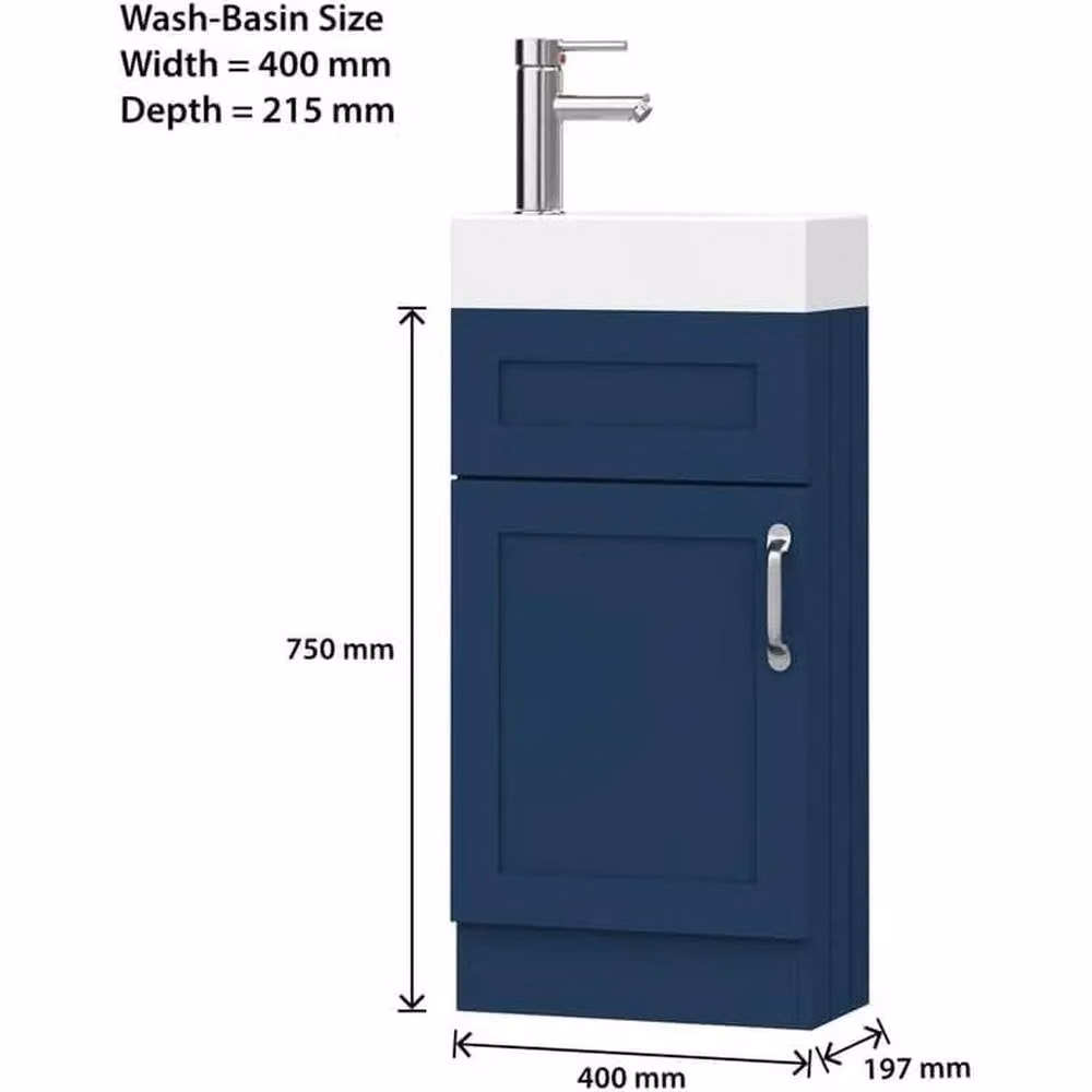 FORGEVIO Crawley Blue Freestanding Bathroom Vanity Unit with Hinged Doors and Internal Shelves – 2
