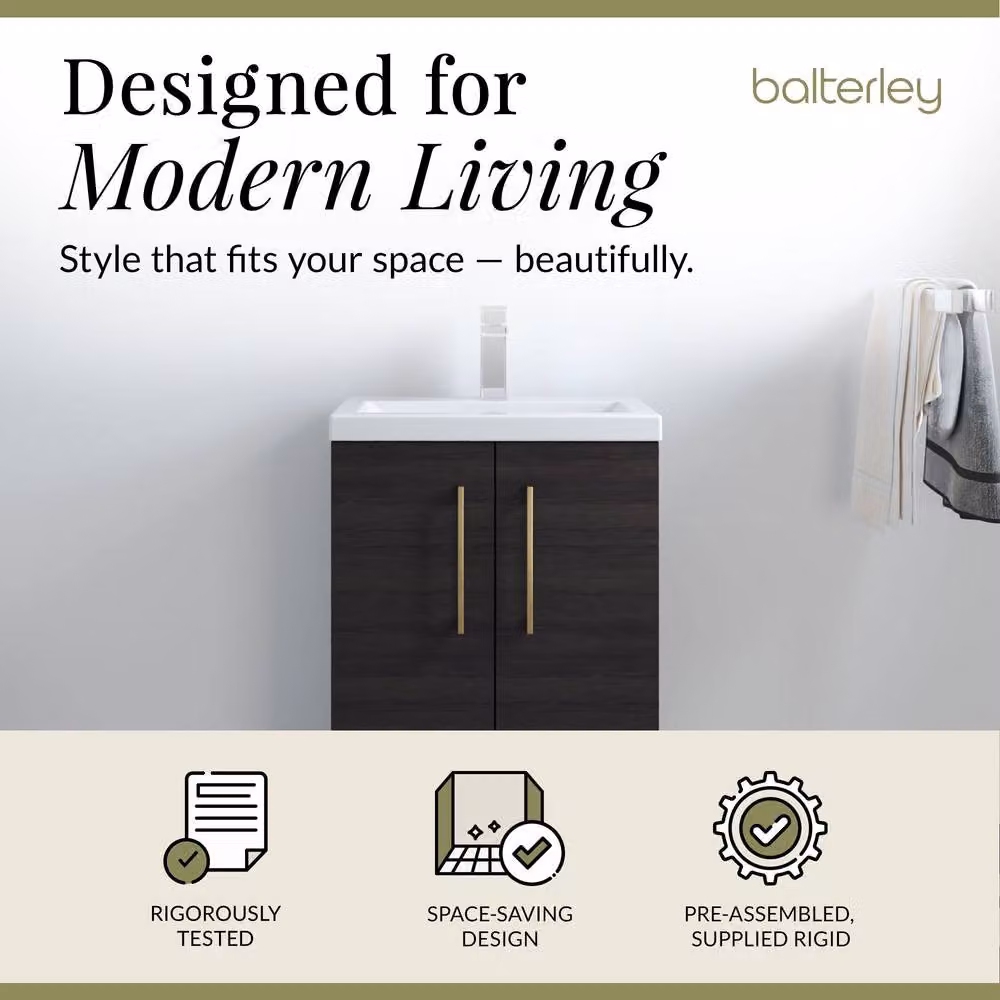 Balterley Modern Black Wood Freestanding Bathroom Vanity Unit with Soft Close Doors – 2