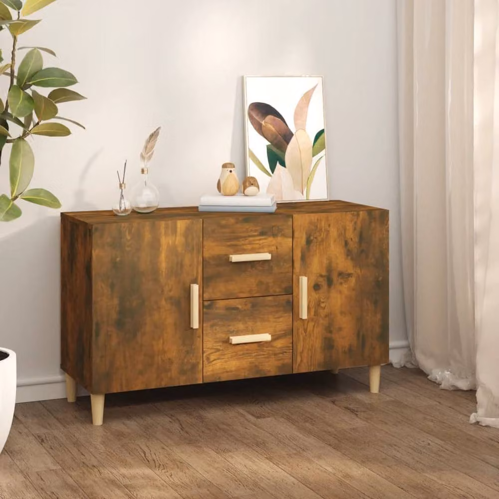 Berkfield Home Smoked Oak Sideboard in Brown, W/D/H: 100 x 36 x 60 cm – 2