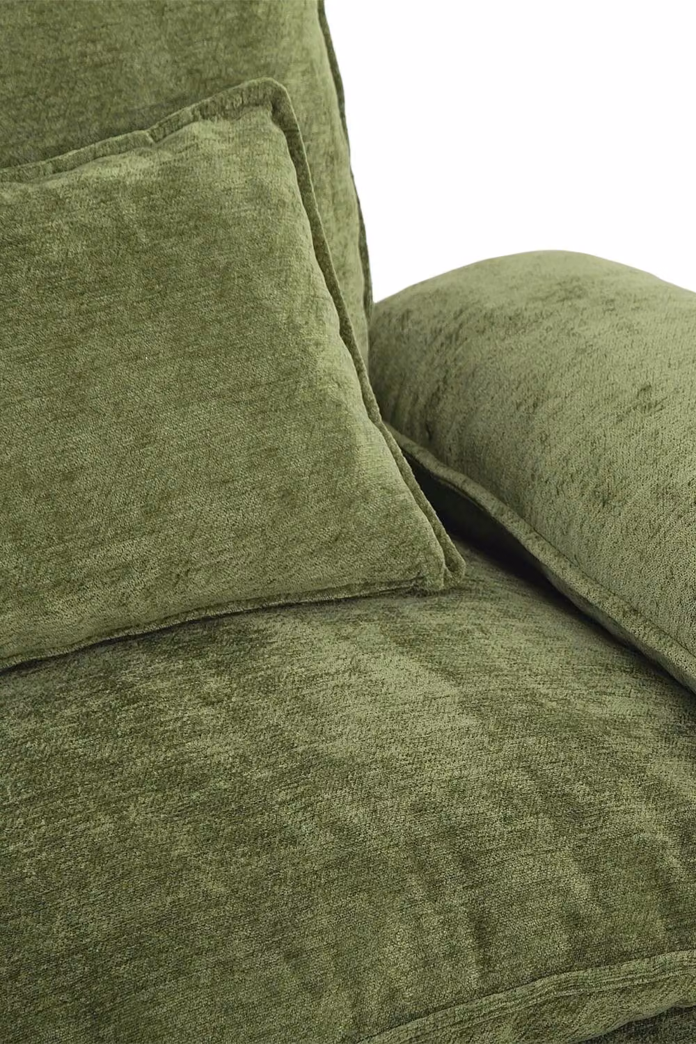 Living and Home Green Chenille L-Shape Sectional Sofa with Matching Ottoman and Scatter Cushions – 2