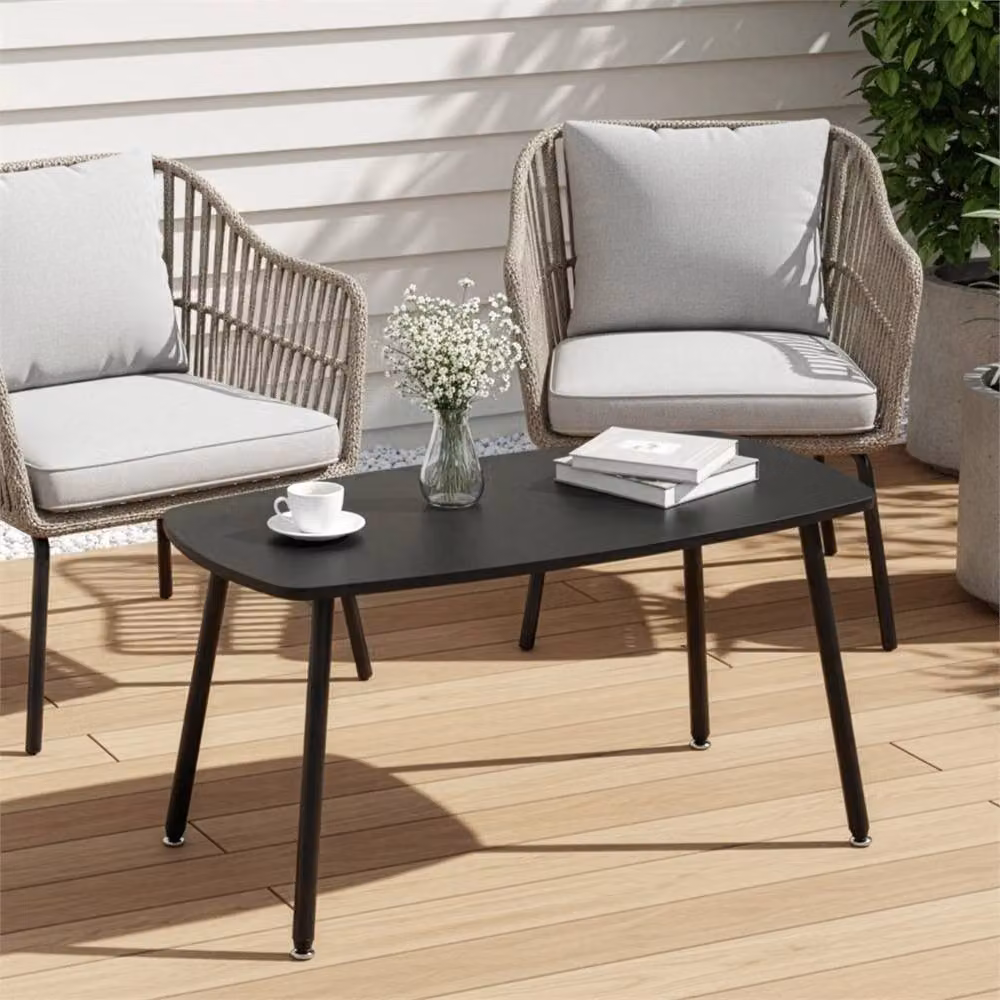 VOGREX Black Mid-Century Modern Folding Coffee Table, W/D/H: 80 x 45 x 40 cm – 6