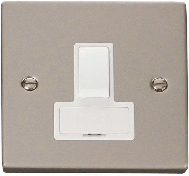 SE HOME Pearl Nickel 13A Switched Fused Connection Unit, White Flush Plate