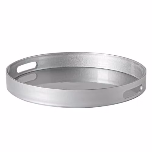 Argon Tableware Round Melamine Serving Tray with Handles, Silver, Diameter: 33 cm – 1