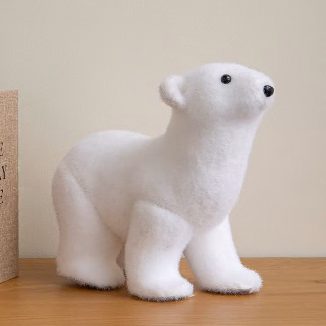 Samuel Alexander White Flocked Polar Bear Christmas Decoration, Height: 30 cm