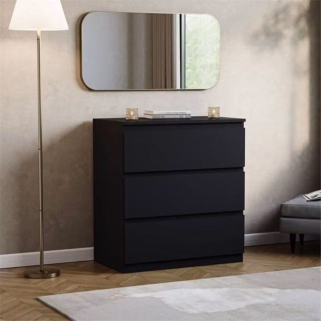 PAWNORA 3 Drawer Chest of Drawers in Black – 1