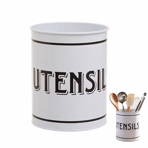 Orsina White Metal Freestanding Utensil Holder – 1