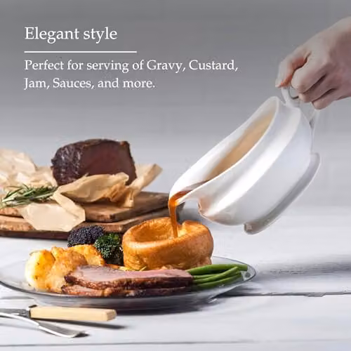 WM Bartleet & Sons 1750 Traditional Porcelain Drip-Free Gravy and Sauce Boat, 500ml, White – 3